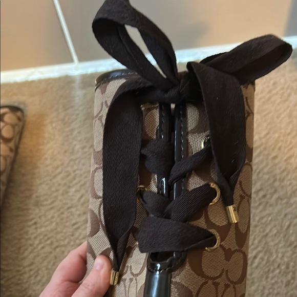 Coach Monogram Rain Boots - Black and Tan - Picture 11 of 17